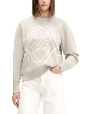 HUGO Siennale Rundhals-Strickpullover - Weiß