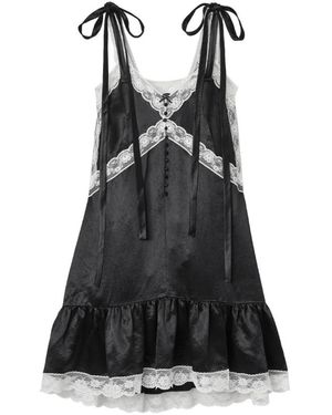 Marc Jacobs Satin-Spitzen-Slip-Midikleid - Schwarz