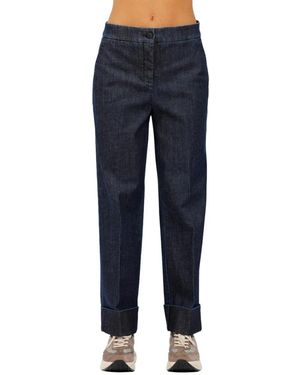 Via Masini 80 Straight Trousers - Blue