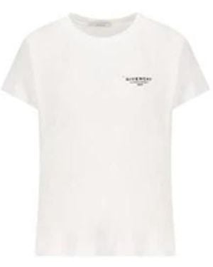 Givenchy Tops ,Wit ,Katoen Logo T-Shirt Met Ronde Hals