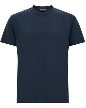 Tom Ford Lyocell Katoen Ronde Hals T-Shirt - Blauw