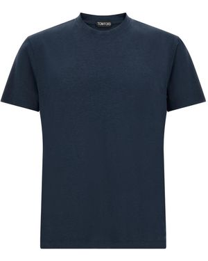 Tom Ford Lyocell Katoen Ronde Hals T-Shirt - Blauw