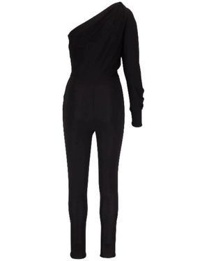 Saint Laurent Jumpsuits & Playsuits ,Zwart ,One-Shoulder Ruched Jumpsuit