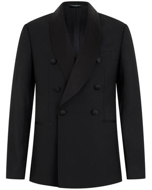 Dolce & Gabbana Kostuums ,Zwart ,Wol Dubbelrijige Smokingjas