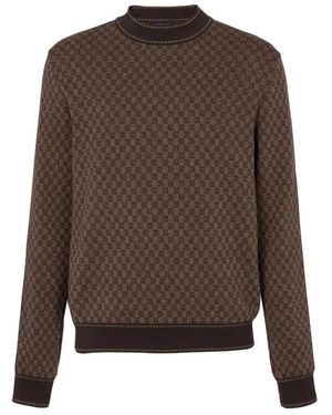 Balmain Mini Monogram Jacquard Jumper - Brown