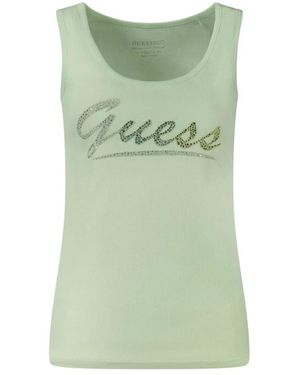Guess Grünes Baumwolltanktop Mit Strass-Applikationen