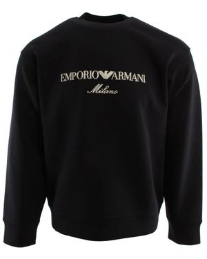 Armani Hoodies & Sweatvesten ,Blauw ,Katoen Asv Double-Jersey Sweatshirt - Zwart