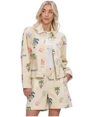 Object Jassen ,Denim Objally L/S Lo Printed Jacket - Naturel