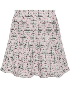 Self-Portrait Gebreide Plaid Rok - Grijs