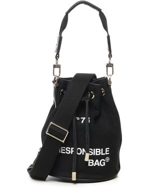 V73 Canvas schultertasche mit kordelzug - Schwarz
