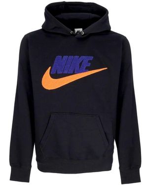 Nike Schwarzer Futura Kapuzenpullover Mit Tasche - Blau