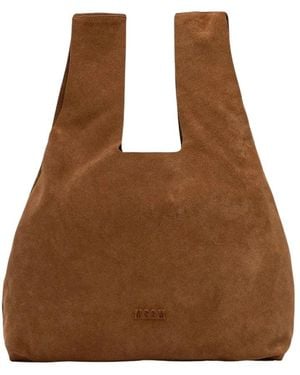 MSGM Medium Suede Tote Bag - Bruin