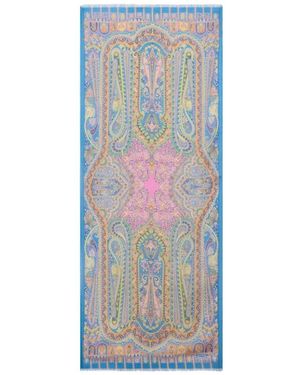 Etro Accessoires ,Veelkleurig ,Bloemen Paisley Sjaal - Blauw
