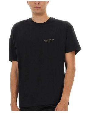 Givenchy T-Shirt Mit Geripptem Kragen - Schwarz