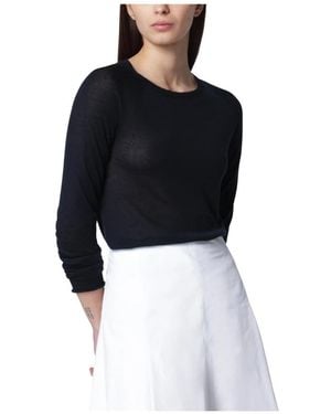 Roberto Collina Truien & Vesten ,Blauw ,Maglia Girocollo - Zwart