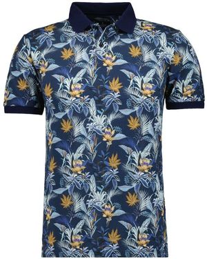 RAGMAN Tropisches Flower Power Polo-Shirt - Blau
