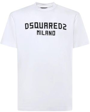 DSquared² Tops ,Wit ,Katoen Milano Cool Fit Tee