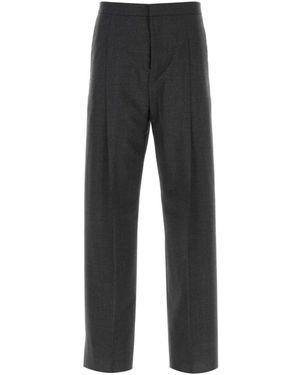 Givenchy Broeken ,Grijs ,Leer Straight Broeken - Zwart