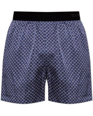 Tom Ford Baumwollboxershorts Mit Logo - Blau
