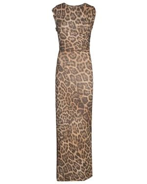 Stella McCartney Leopard Print Long Dress - Natural