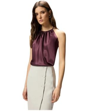 Pinko Overhemden ,Paars ,Polyester Carota Top Satin - Rood