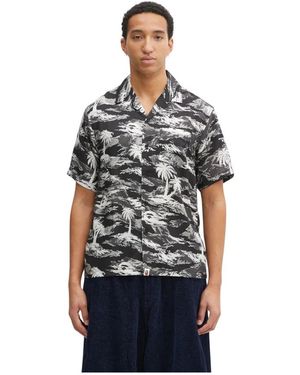 A Bathing Ape Palm Tree Camo Open Collar Pocket Shirt - Grijs
