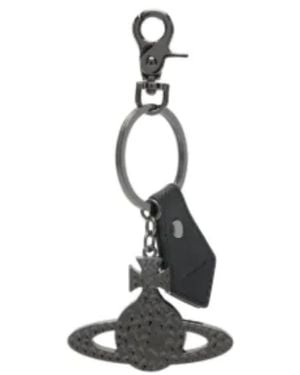 Vivienne Westwood Gunmetal Saffiano Hammered Orb - Schwarz