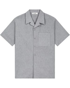 OLAF HUSSEIN Overhemden ,Grijs ,Seersucker Camp Shirt M250300