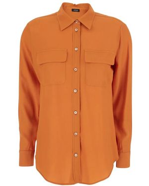Plain Overhemden ,Oranje ,Silk Blend Pockets Shirt
