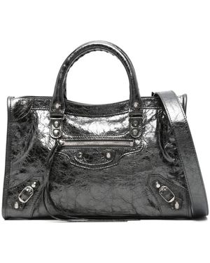 Balenciaga Metallic Grijs Leren Handtas - Zwart