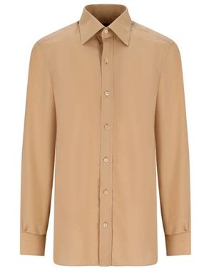 Tom Ford Overhemden ,Fluid Silk Slim Fit Overhemd - Naturel