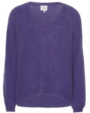 American Dreams Truien & Vesten ,Paars ,Wol Silja V Neck Knit