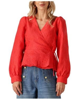 Y.A.S Overhemden ,Rood ,Polyester Yasjorin Ls Wrap Top