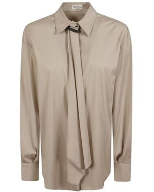 Brunello Cucinelli Stretch Poplin Shirt - Bruin