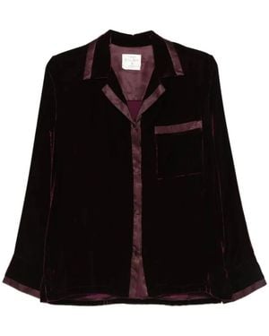 Forte Forte Samt Glatt Pyjama Hemd - Schwarz