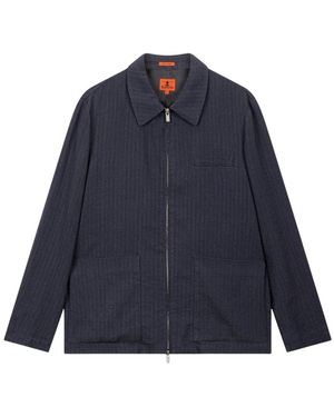 Barena Jassen ,Blauw ,Linnen Overshirt Met Rits