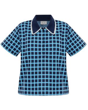 The Upside Clubhouse Dom Geruite Polo - Blauw