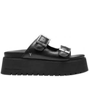 Windsor Smith Schoenen ,Zwart ,Zwarte Platte Sandalen Twilight Stijl