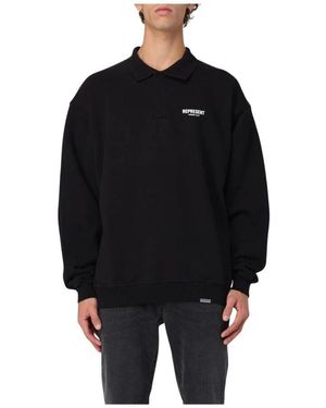 Represent Schwarzer Polo-Kragen Sweatshirt