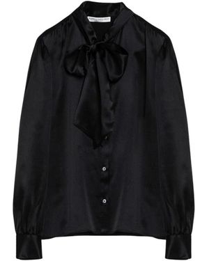 Alessandra Rich Overhemden ,Zwart ,Zijden Strik Blouse