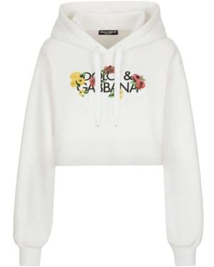 Dolce & Gabbana Sudadera corta con estampado floral - Blanco
