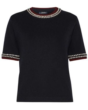 Max Mara Truien & Vesten ,Blauw ,Wol Trui Van Wol Garen - Zwart