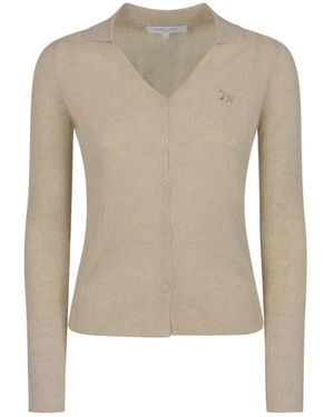 Maison Kitsuné Truien & Vesten ,Katoen Baby Fox Fijn Gebreid Vest - Naturel