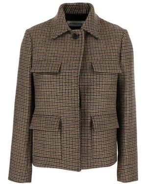 P.A.R.O.S.H. Jassen ,Wol Gecropt Blazer Met Ruitjes - Groen