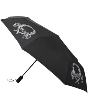 Moschino Laurel Crown Logo Openclose Umbrella - Zwart