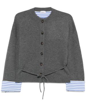Brunello Cucinelli Grijze Vest Met Gestreepte Manchetdetail - Grijs