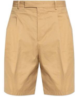 Jil Sander Korte Broeken ,Katoen Cotton Pleated Shorts - Naturel