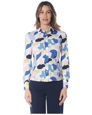 Caliban Overhemden ,Veelkleurig ,Camicia Fantasia - Blauw