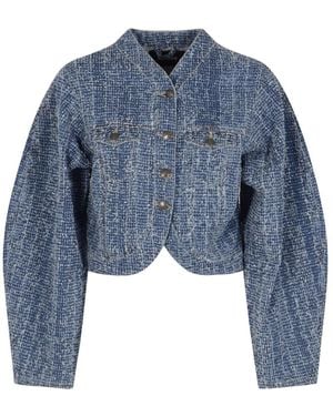 ROTATE BIRGER CHRISTENSEN Ronde Mouw Denim Jack - Blauw