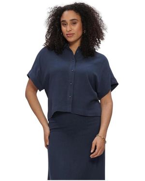 SELECTED Overhemden ,Blauw ,Slfviva Ss Cropped Sun Shirt